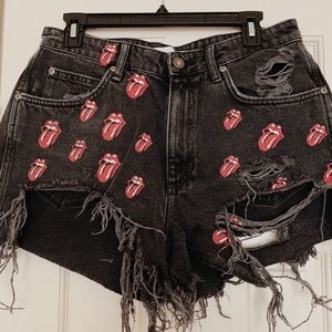 Rolling Stone Lips Denim Shorts